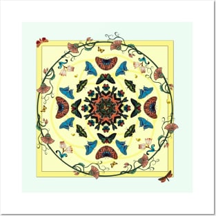 Butterfly Garden Mandala Collage Posters and Art